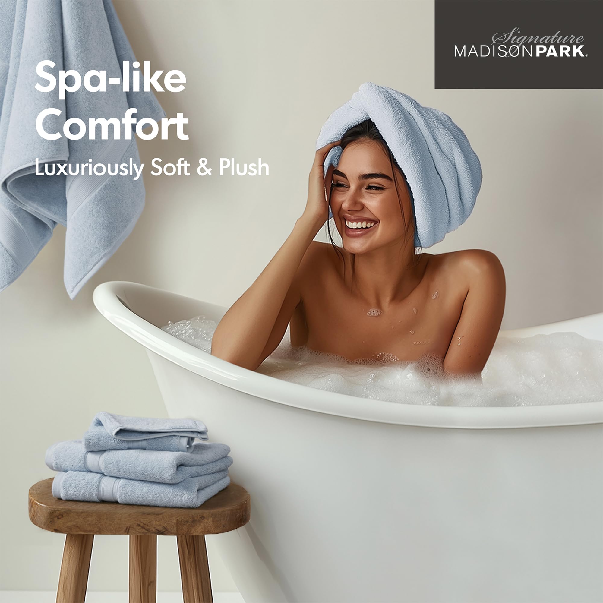 Amazon.com: Madison Park 800GSM 100% Cotton Bathroom Bath Towel
